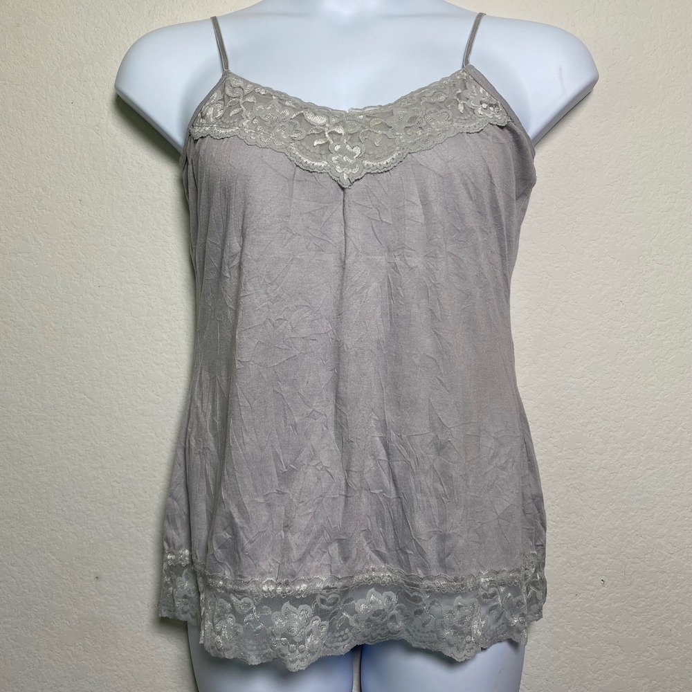 Maurices Grey Lace Trim Cami Tank Top Womens‎ Large Camisole Layering Y2K Fairy